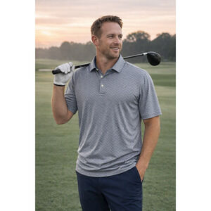 Polo Ralph Lauren Golf Polo Mens Medium Gray Geometric Performance Shirt